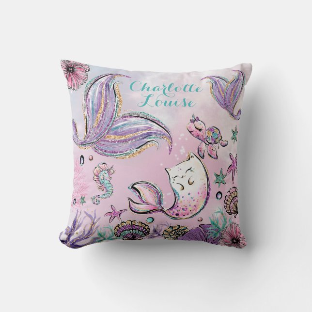 Coussin Petite sirène douce sous la pépinière de filles de (Recto)