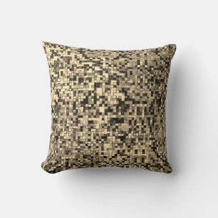Coussin Petits carrés ou carreaux bleus, couleur beige kak