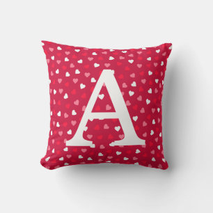 Coussin Petits Coeurs Valentin en Rouge Blanc Rose