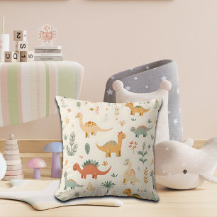 Coussin Petits Dinosaures Beige Neutre Tons