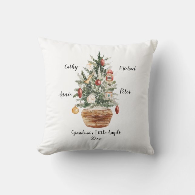 Coussin Petits-enfants de famille personnalisés Arbre de N (Recto)