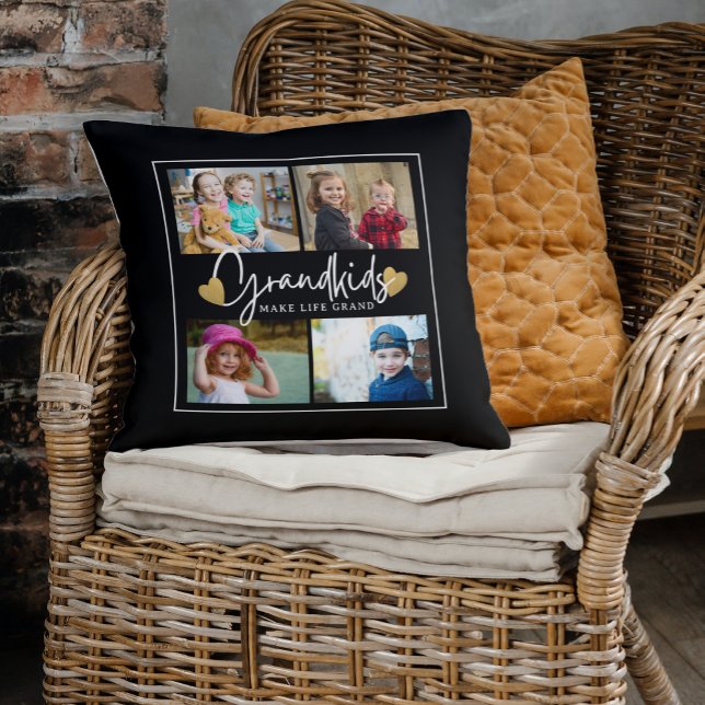 Coussin Petits-enfants font la vie Grand Citation 4 Photo  (Créateur téléchargé)