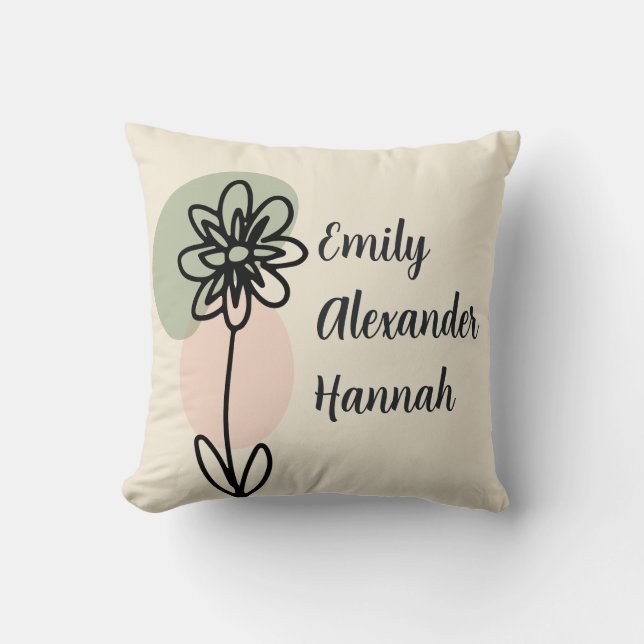 Coussin Petits-enfants personnalisés Noms Moins d'art flor (Recto)