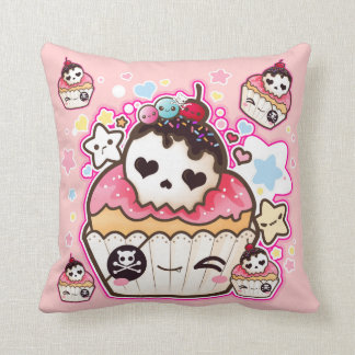 Coussin Petits gâteaux de crâne de Kawaii avec des étoiles