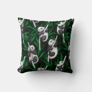 Coussin Petits panda sur vert foncé