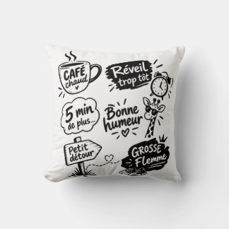 Coussin Petits plaisirs du quotidien en doodles