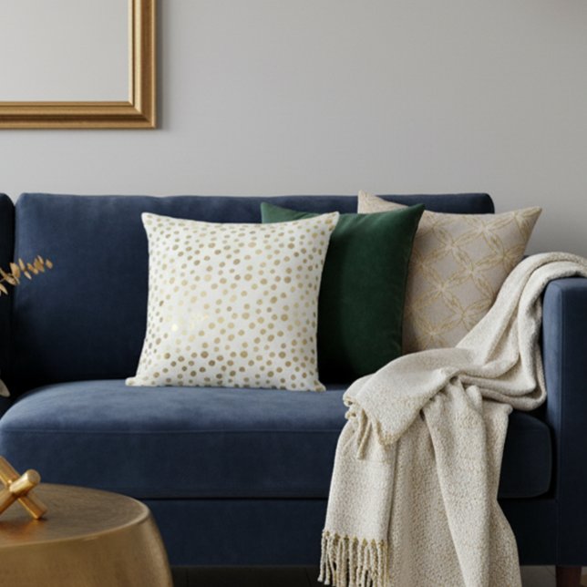 Coussin Pétrole d'or Polka moderne métallique (Créateur téléchargé)