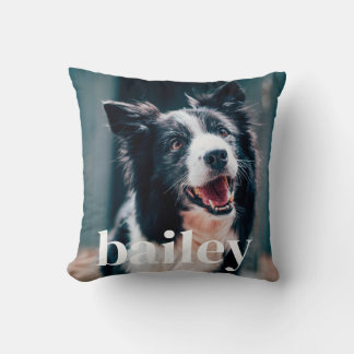 Coussin Pet's Simple Modern Elegant Chic Name and Photo Th