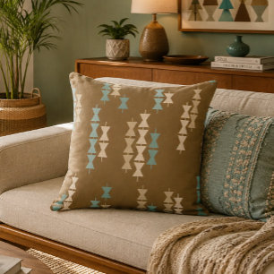 Coussin Pewa géométrique hawaïen moderne du milieu du sièc