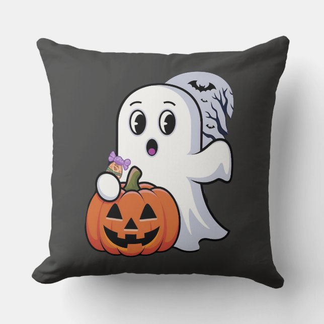 Coussin Phantom blanc de l'oreiller à lancer d'Halloween (Recto)