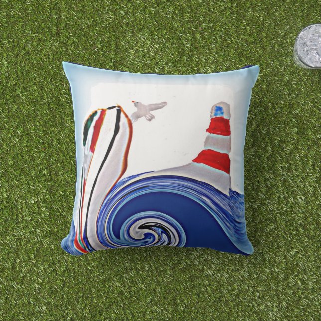 Coussin Phare Abstrait Bateau de Navigation (Herbe)
