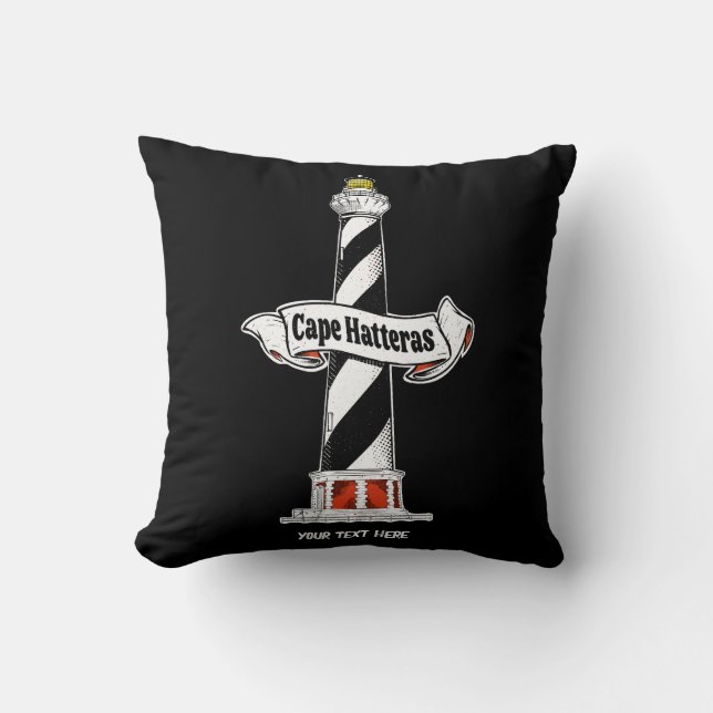 Coussin Phare de Cape Hatteras noir et blanc (Recto)
