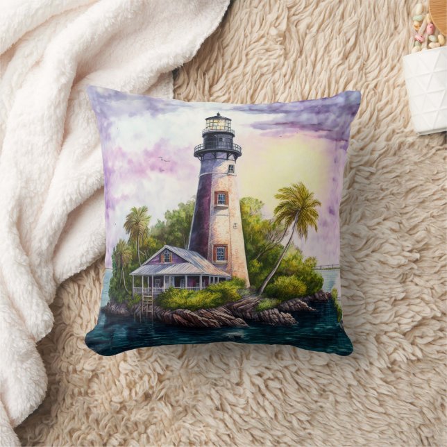 Coussin Phare Île tropicale Palmiers (Couverture)