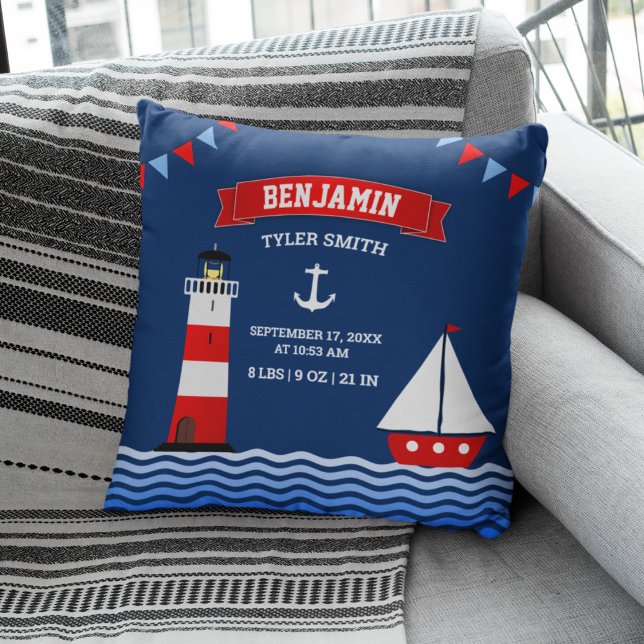 Coussin Phare Voilier Nautique Baby Boy Statistiques de na (Créateur téléchargé)