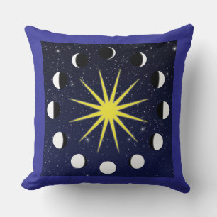 Coussin Phases et étoiles du soleil, de la lune