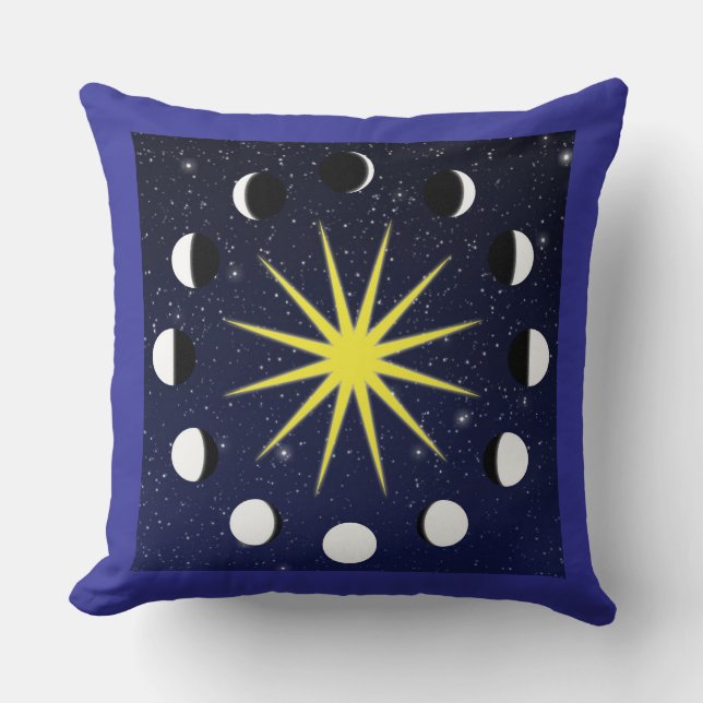Coussin Phases et étoiles du soleil, de la lune (Recto)