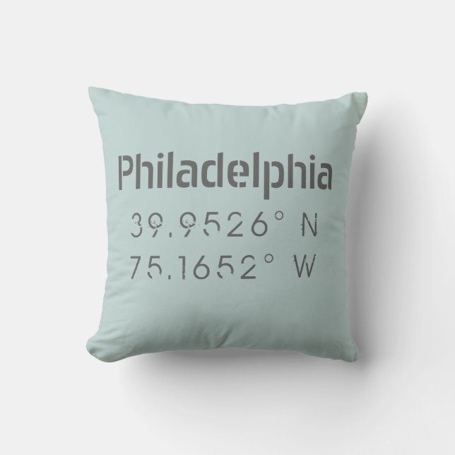 Coussin Philadelphie Longitude Latitude Jeu d'oreiller (Recto)