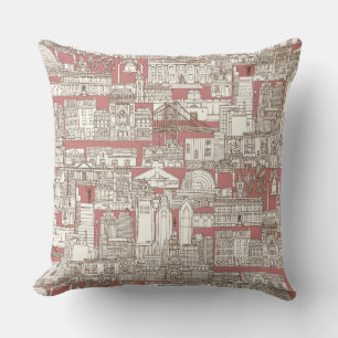 Coussin Philadelphie toile rose chocolat