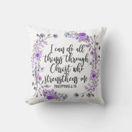 Coussin Philippiens 4:13 Bible Écriture Purple Lavande