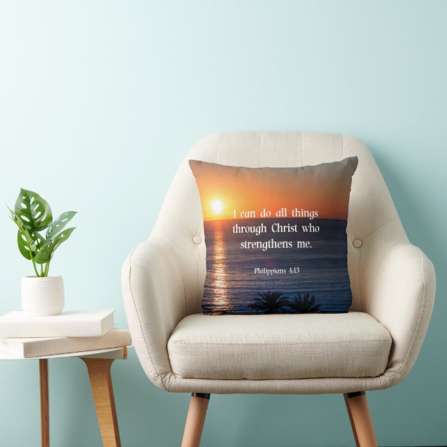 Coussin Philippiens 4:13 vers célèbre de la bible (Chaise)