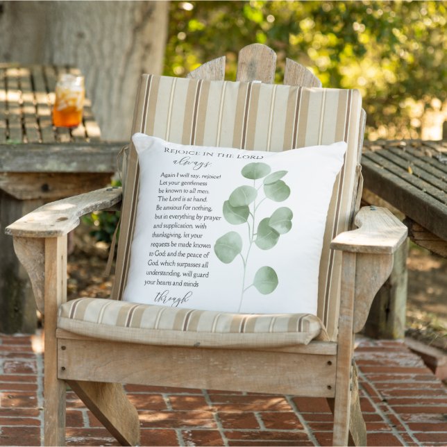 Coussin Philippiens 4:4-7 Versets bibliques Eucalyptus Feu (Chaise)