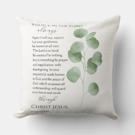 Coussin Philippiens 4:4-7 Versets bibliques Eucalyptus Feu
