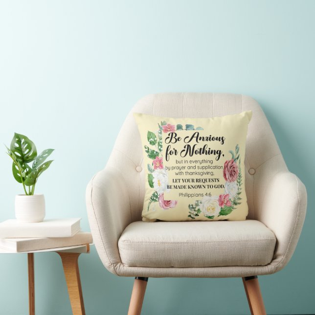 Coussin Philippiens 4:6 Soyez anxieux pour rien de floral (Chaise)