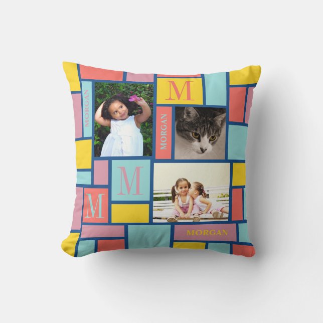 Coussin Photo 3 chic moderne de mer tropicale de bloc de (Recto)