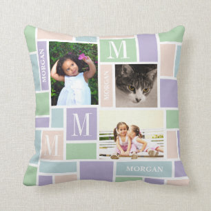 Coussin Photo 3 chic moderne de pastels d'amusement de