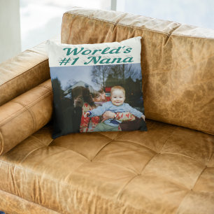 Coussin Photo avec texte vert Nana 