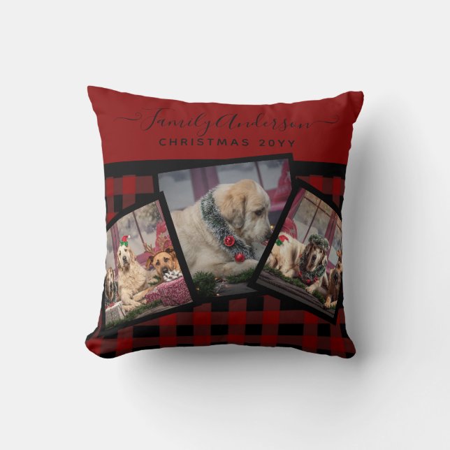 COUSSIN PHOTO - Buffalo Plaid Personnalisé Noël Ro (Recto)