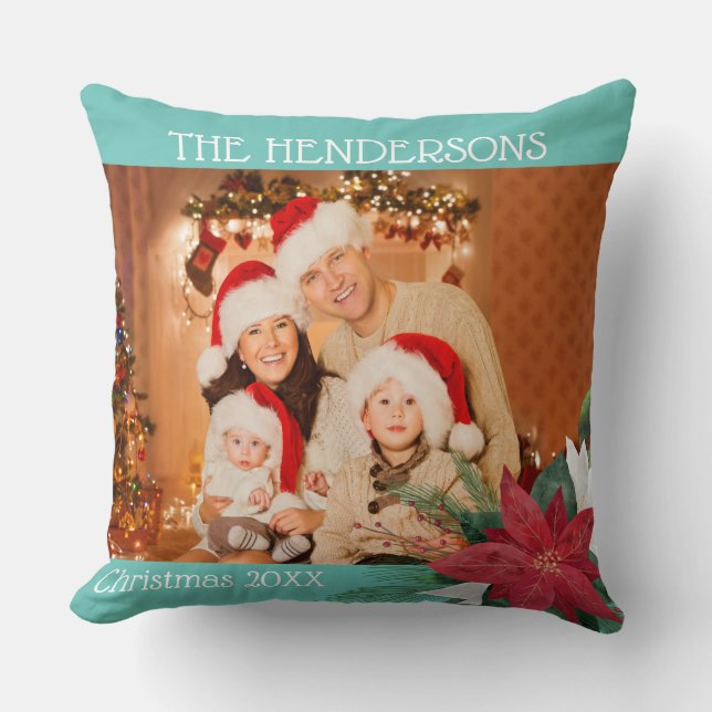 Coussin Photo Cadeau de Noël Poinsettia Jeter Pill (Recto)