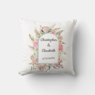 Coussin Photo cadeau Mariage Floral Boho personnalisé