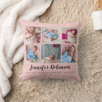Photo Collage Blush Rose Monogrammed Birth Stat