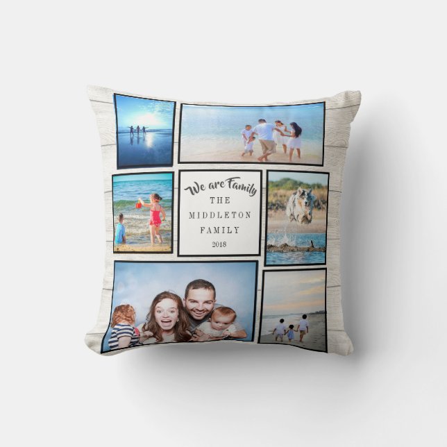 Coussin Photo Collage Famille Rustique Nous sommes Famille (Recto)