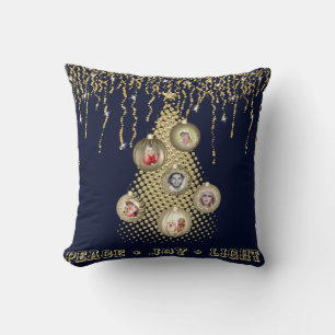 Coussin Photo Collage Family Tree Décoratif Marine Gold