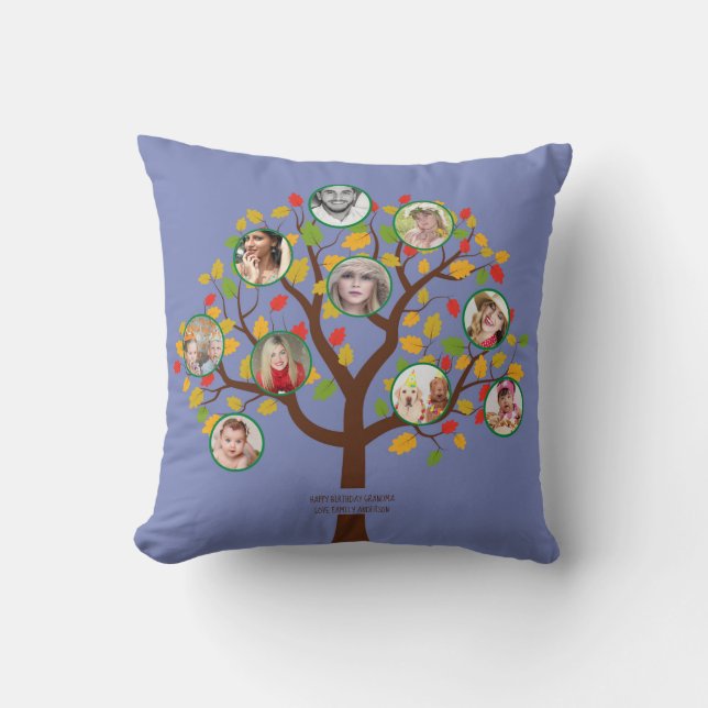 Coussin Photo Collage Family Tree Modèle Personnalisé (Recto)