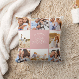 Coussin Photo collage girly rose fille mère moderne jour