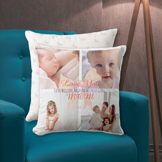 Coussin Photo Collage Love You Mom Modern Mothers Day (Créateur téléchargé)