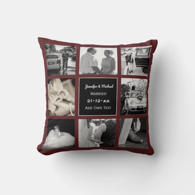 Coussin PHOTO COLLAGE Mariage Vow Renouvellement ou annive (Recto)