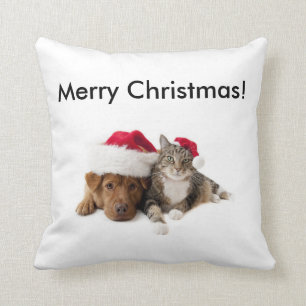 Coussin Photo   d'animal familier de Joyeux Noël toute