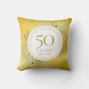 Coussin Photo de 50e anniversaire de mariage Feuillage dor