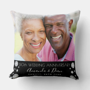 Coussin photo de 60e anniversaire de mariage diamant noir