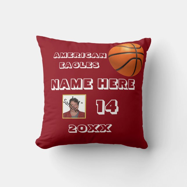 Coussin photo de basket-ball avec rouge (Recto)