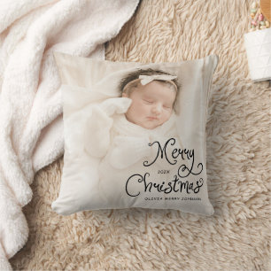 Coussin Photo de bébé pour un joyeux Noël