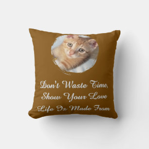 Coussin Photo de chat avant et arrière, Texte, remplaçable