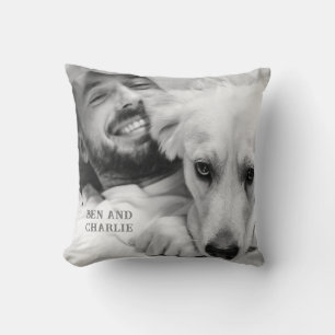 Coussin Photo de chien noir et blanc