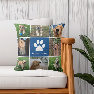 Coussin Photo de chien personnalisée Collage Empreinte de 