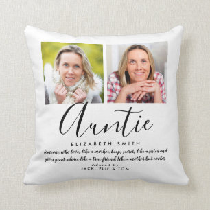 Coussin Photo de citation de Tante écriture élégante moder