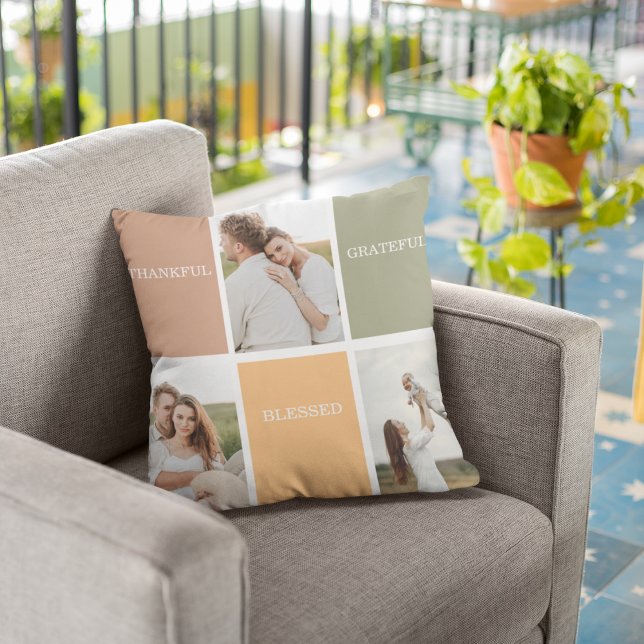 Coussin Photo de collection familiale | Merci béni Gratefu (Créateur téléchargé)